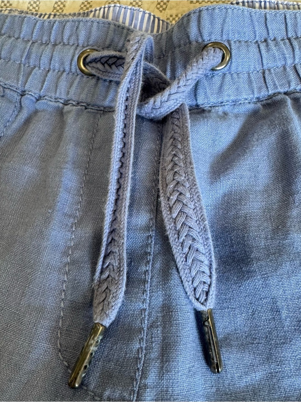 Olsen Lisa Fit 100% Linen Drawstring Pants - Blue - Size M/8 - Summer Classic - Picture 3 of 10